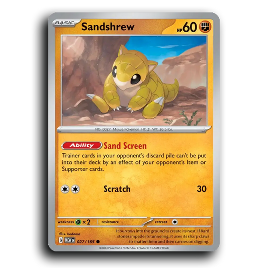 Sandshrew 027/165 151 Common Pokemon Card TCG