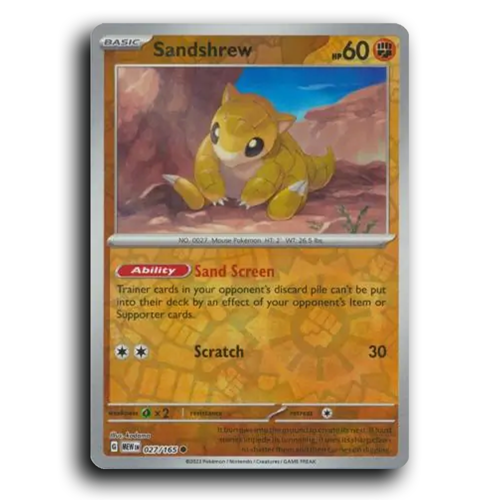 Sandshrew 027/165 151 Common Pokemon Card TCG Reverse Holo