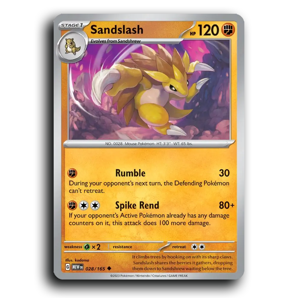 Sandslash 028/165 151 Uncommon Pokemon Card TCG