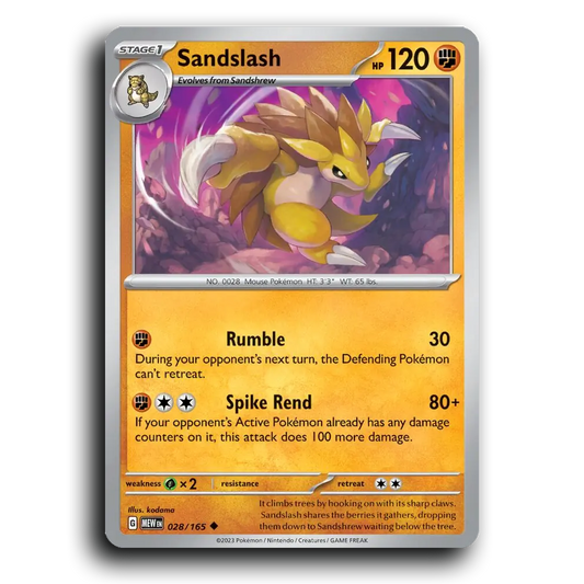 Sandslash 028/165 151 Uncommon Pokemon Card TCG