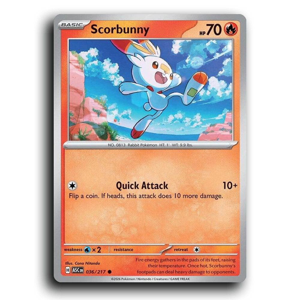 Scorbunny 036/217 Ascended Heroes Common Pokemon Card TCG Near Mint NM