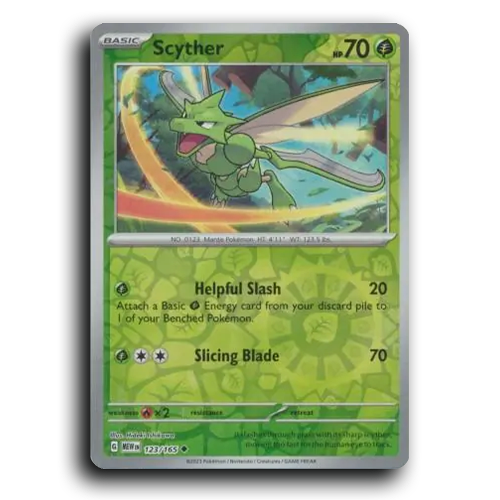 Scyther 123/165 151 Uncommon Pokemon Card TCG Near Mint NM Reverse Holo