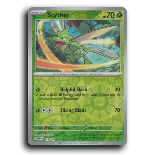Scyther 123/165 151 Uncommon Pokemon Card TCG Near Mint NM Reverse Holo