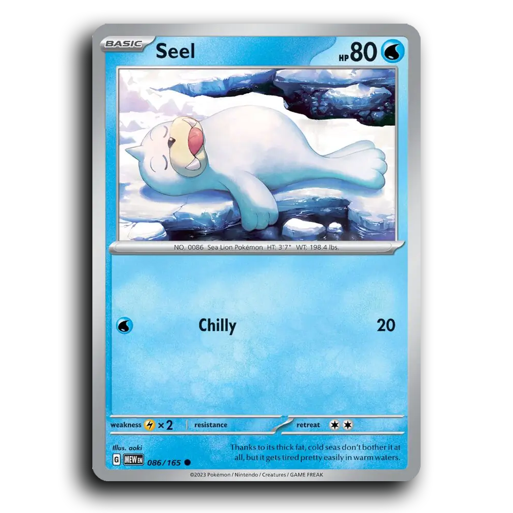 Seel 086/165 151 Common Pokemon Card TCG Near Mint NM