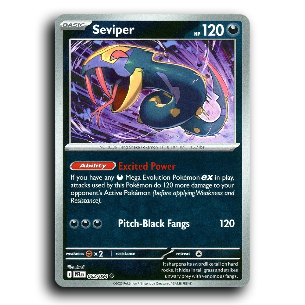Seviper (062/094) [Phantasmal Flames] Uncommon Pokemon Card TCG Near Mint NM Reverse Holo