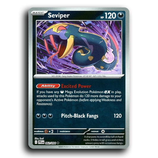 Seviper (062/094) [Phantasmal Flames] Uncommon Pokemon Card TCG Near Mint NM Reverse Holo