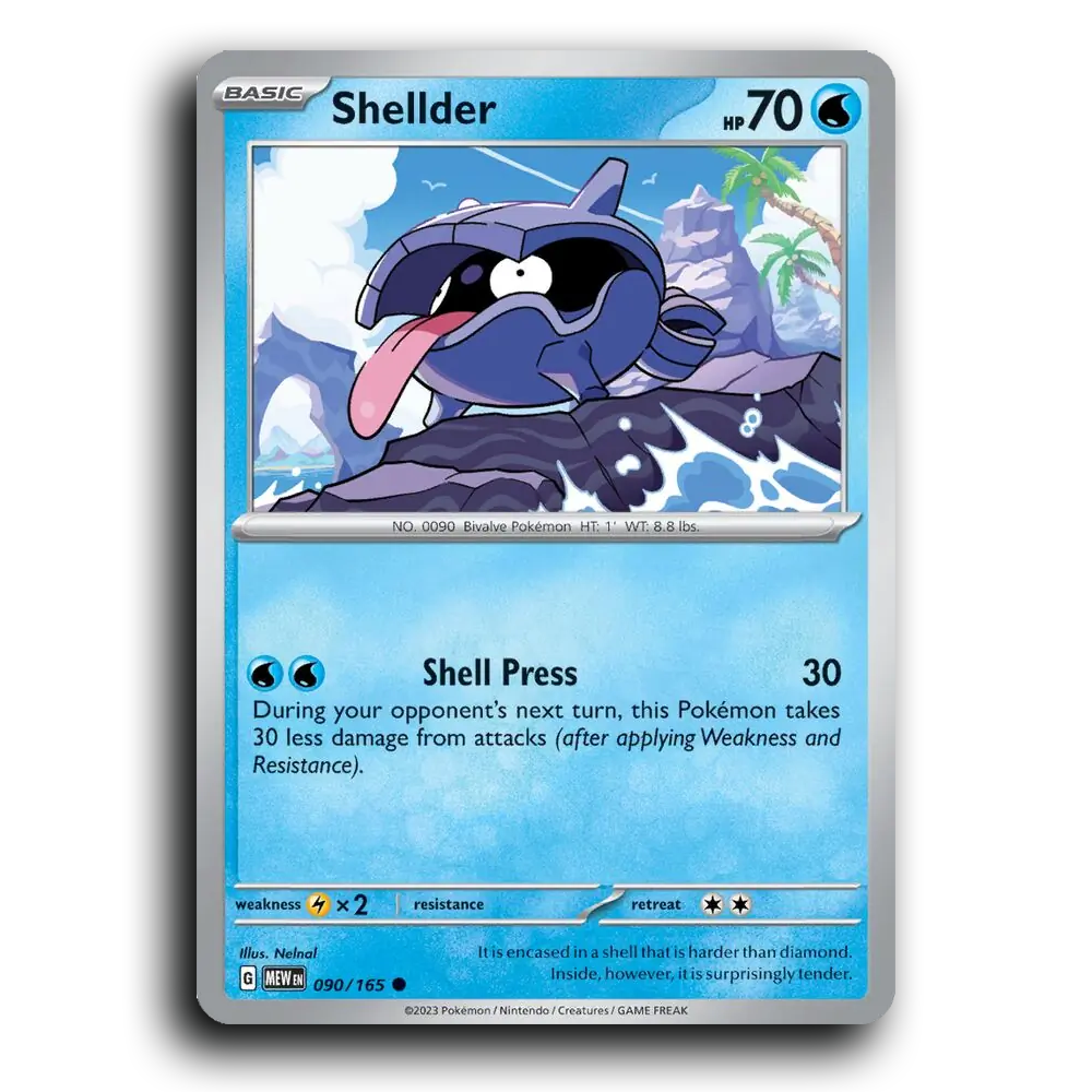 Shellder 090/165 151 Common Pokemon Card TCG Near Mint NM 