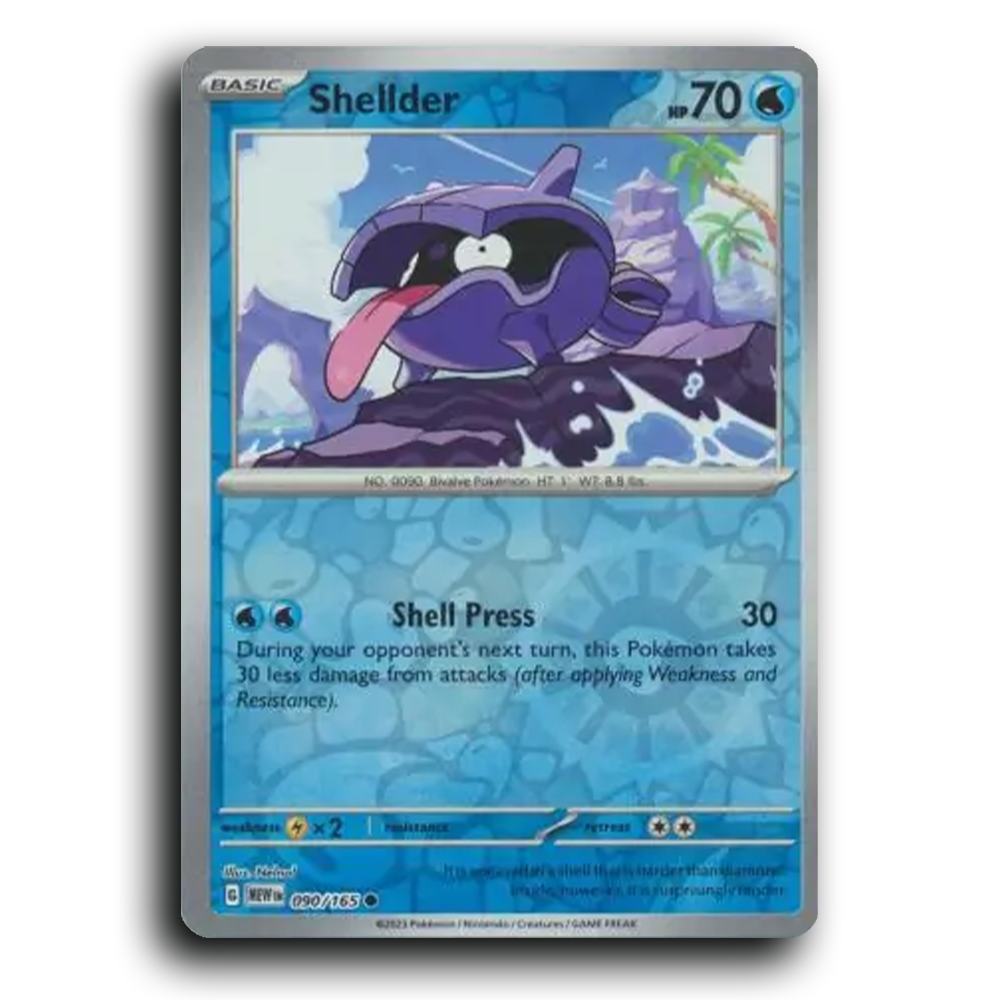 Shellder 090/165 151 Common Pokemon Card TCG Near Mint NM Reverse Holo