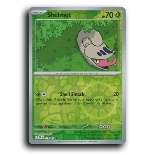 Shelmet Journey Together 012/159 Common Reverse Holo Near Mint Pokemon Card