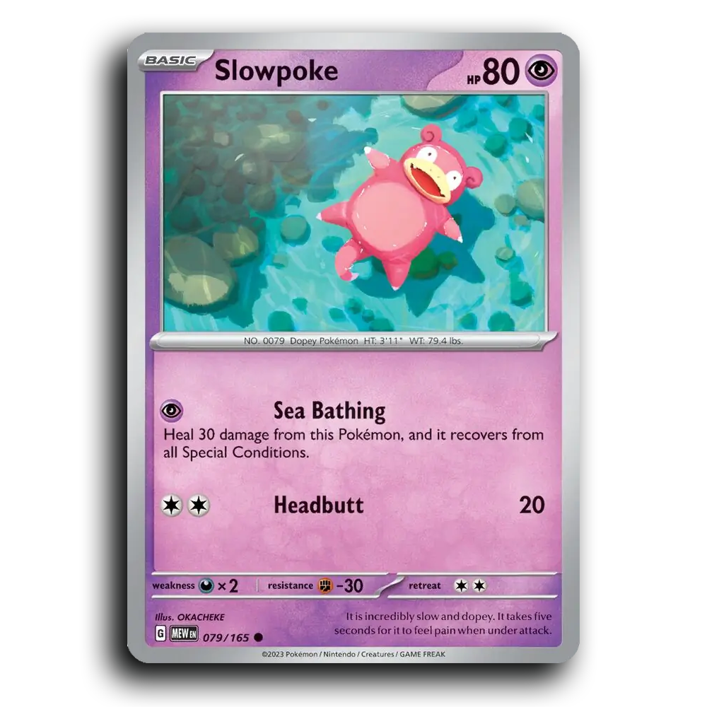 Slowpoke 079/165 151 Common Pokemon Card TCG Near Mint NM