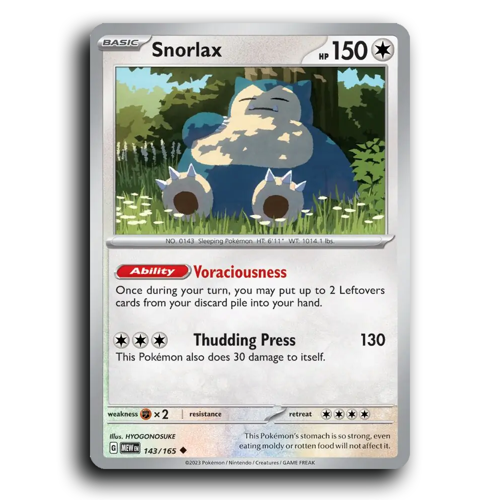 Snorlax 143/165 151 Uncommon Pokemon Card TCG Near Mint NM
