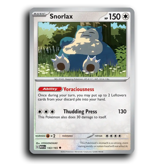 Snorlax 143/165 151 Uncommon Pokemon Card TCG Near Mint NM