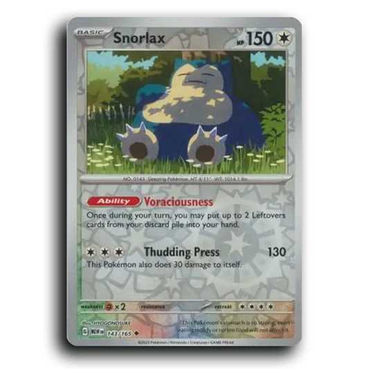 Snorlax 143/165 151 Uncommon Pokemon Card TCG Near Mint NM Reverse Holo