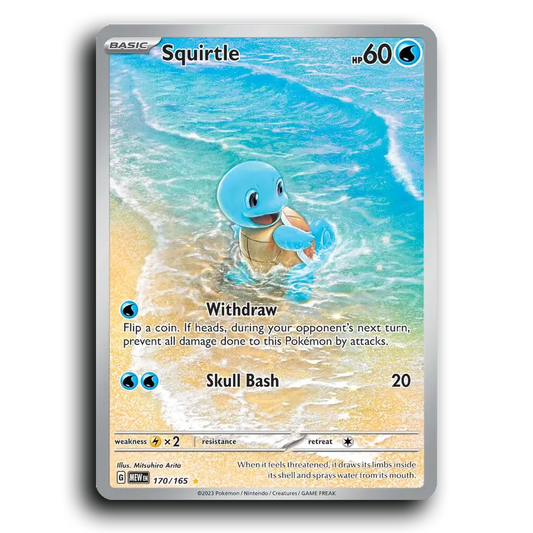 Squirtle 170/165 151 Illustration Rare Pokemon Card TCG Near Mint NM Holofoil