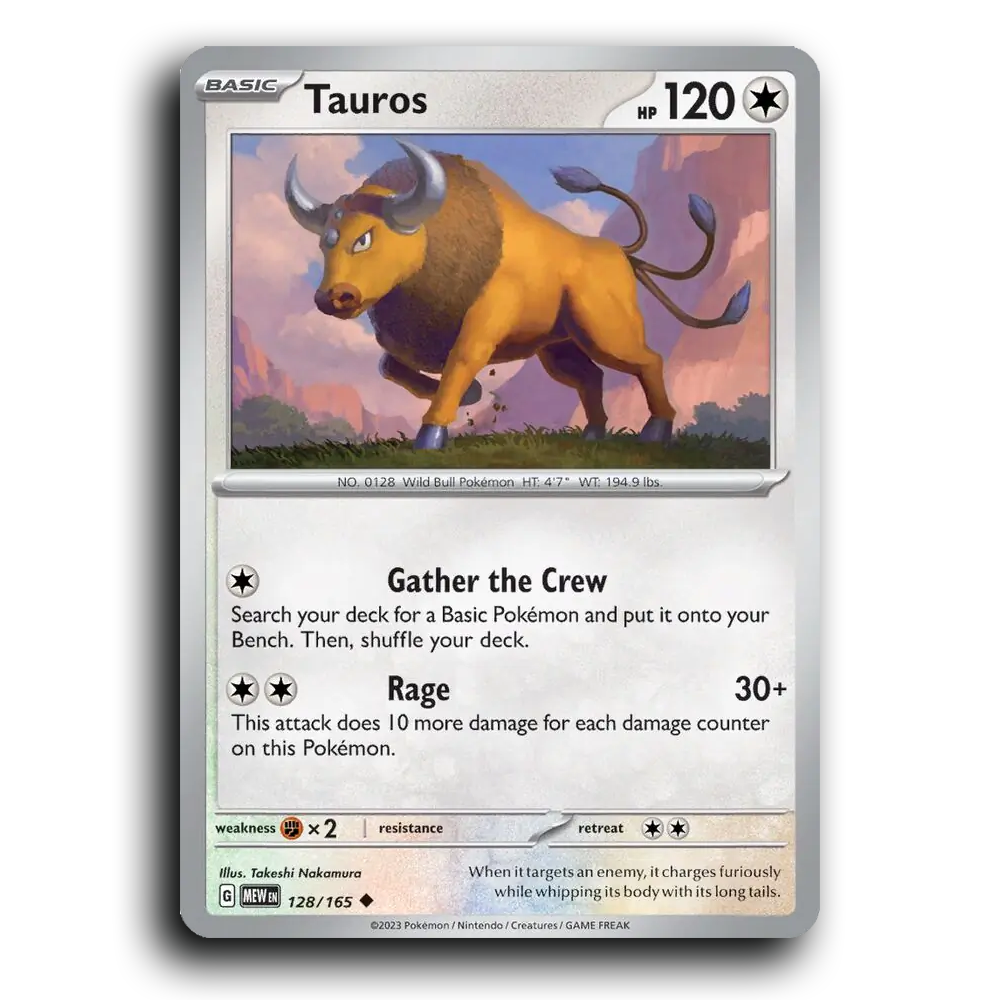 Tauros 128/165 151 Uncommon Pokemon Card TCG Near Mint NM