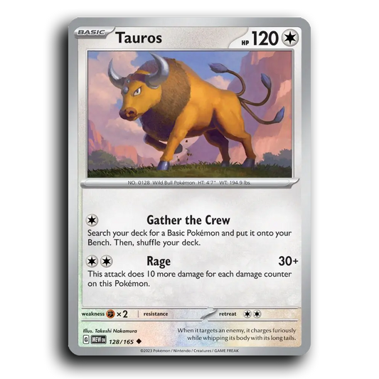 Tauros 128/165 151 Uncommon Pokemon Card TCG Near Mint NM