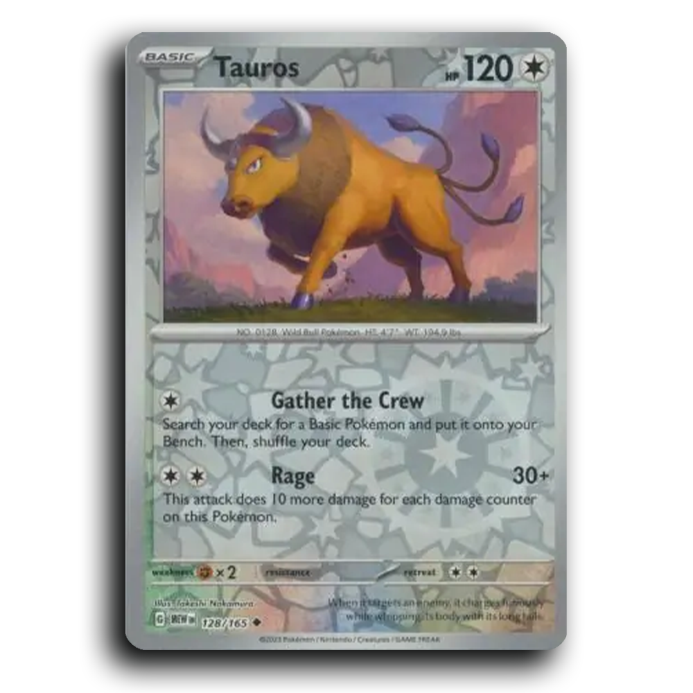 Tauros 128/165 151 Uncommon Pokemon Card TCG Near Mint NM Reverse Holo
