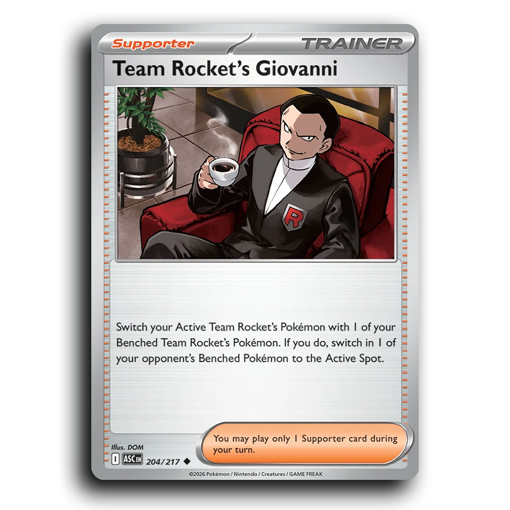 Team Rocket's Giovanni 204/217 Ascended Heroes Uncommon Pokemon Card TCG Near Mint NM
