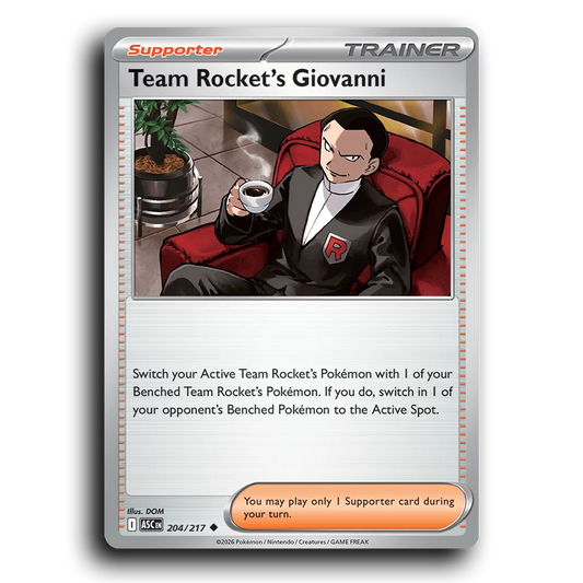 Team Rocket's Giovanni 204/217 Ascended Heroes Uncommon Pokemon Card TCG Near Mint NM