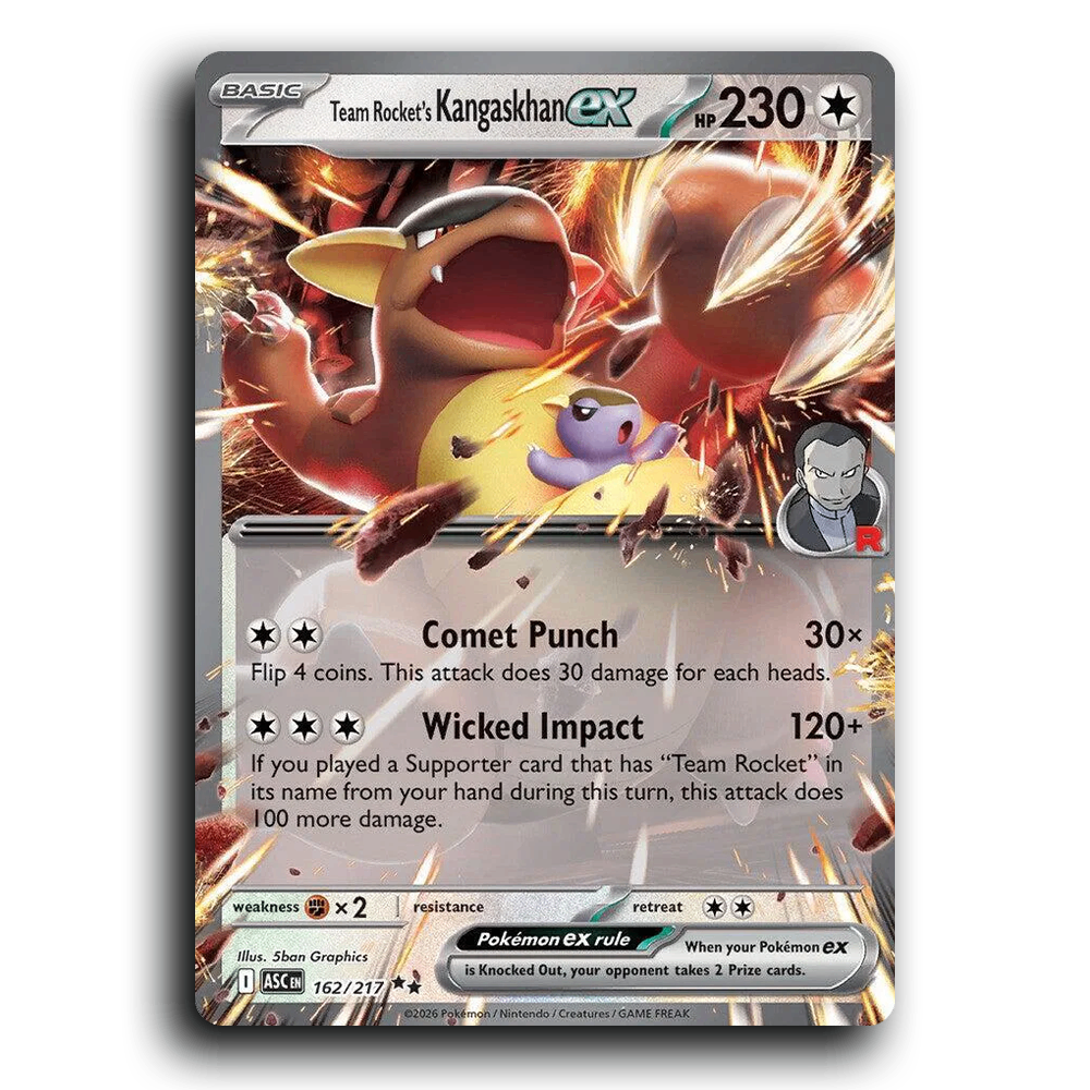 Team Rocket's Kangaskhan ex 162/217 Ascended Heroes Double Rare Pokemon Card TCG Near Mint NM Holofoil