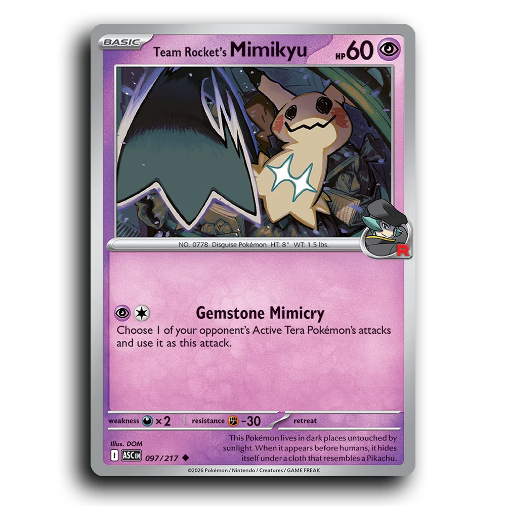 Team Rocket's Mimikyu 097/217 Ascended Heroes Uncommon Pokemon Card TCG Near Mint NM