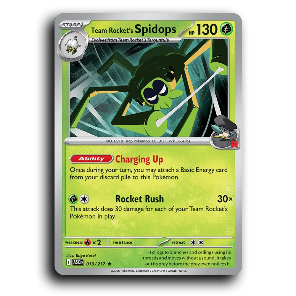 Team Rocket's Spidops 019/217 Ascended Heroes Rare Pokemon Card TCG Near Mint NM