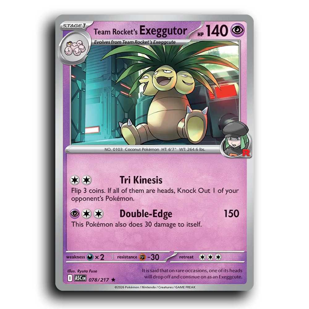 Team Rocket's exeggutor 078/217 Ascended Heroes Rare Pokemon Card TCG Near Mint NM Holofoil