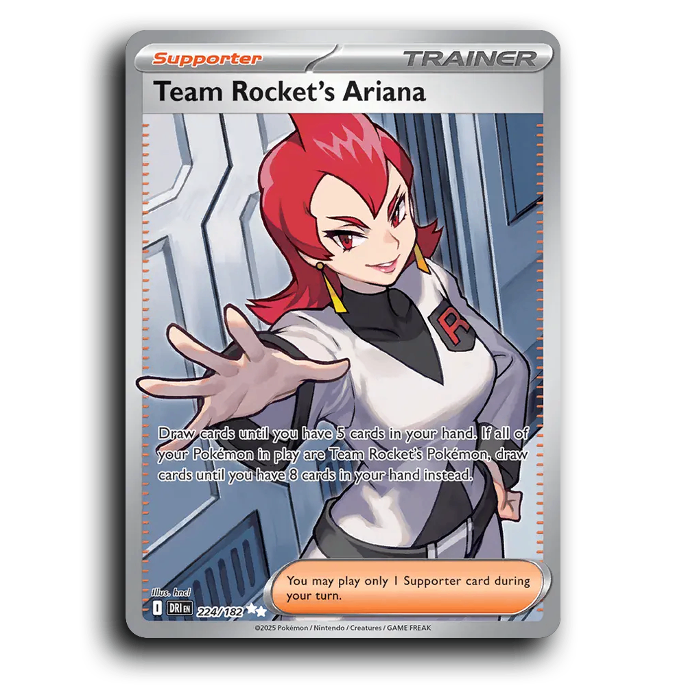 Team Rocket's Ariana 224/182 Destined Rivals Ultra Rare Pokemon Card TCG Holofoil
