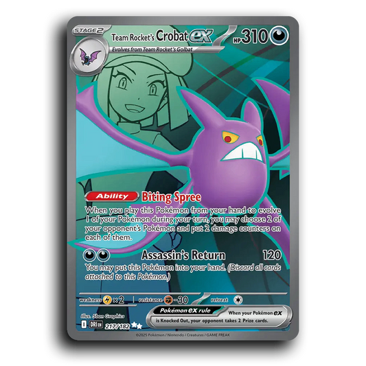 Team Rocket's Crobat ex 217/182 Destined Rivals Ultra Rare Pokemon Card TCG Holofoil