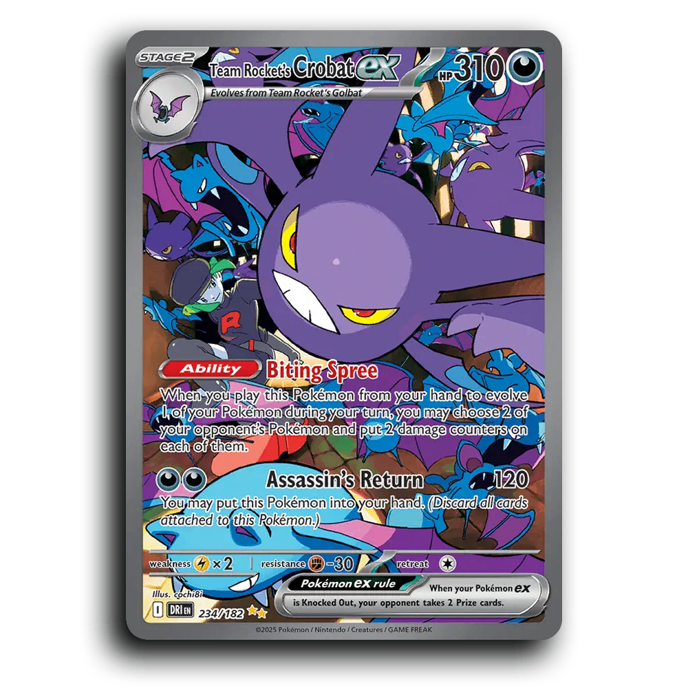 Team Rocket's Crobat ex 234/182 Destined Rivals Special Illustration Rare Pokemon Card TCG Holofoil