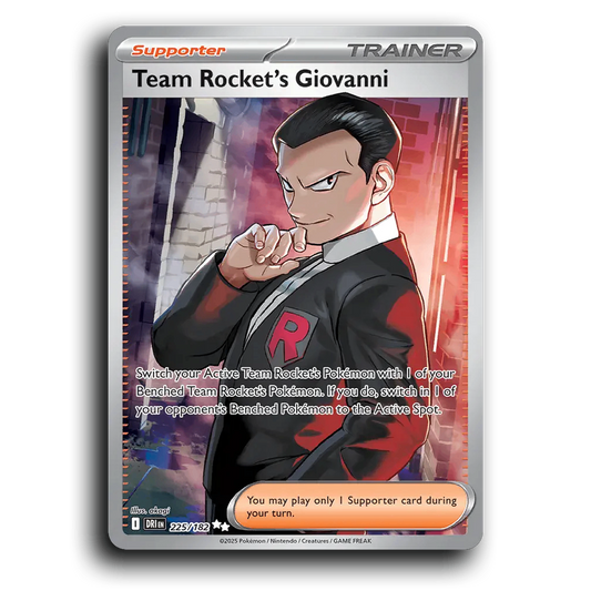 Team Rocket's Giovanni 225/182 Destined Rivals Ultra Rare Pokemon Card TCG Holofoil