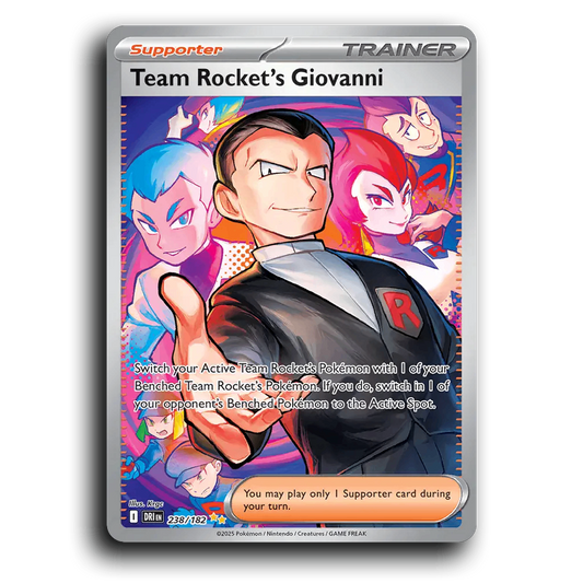 Team Rocket's Giovanni 238/182 Destined Rivals Special Illustration Rare Pokemon Card TCG Holofoil