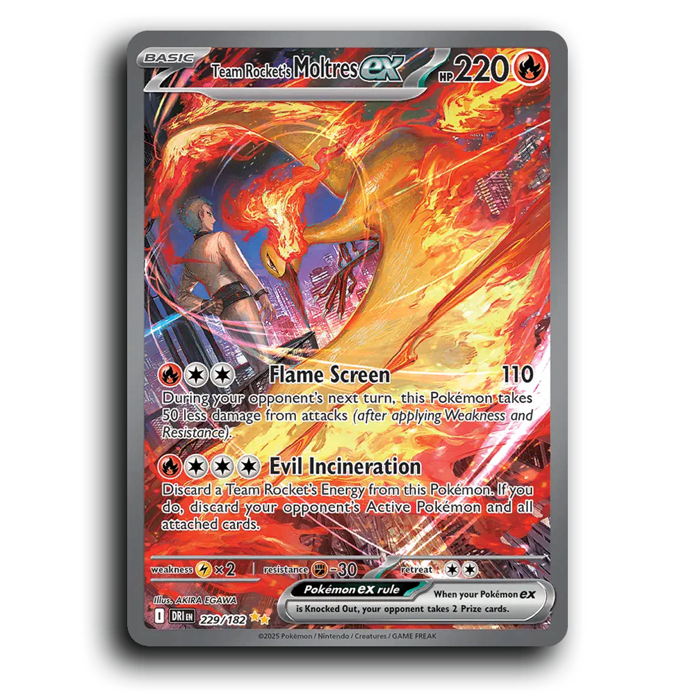Team Rocket's Moltres ex 229/182 Destined Rivals Special Illustration Rare Pokemon Card TCG Holofoil