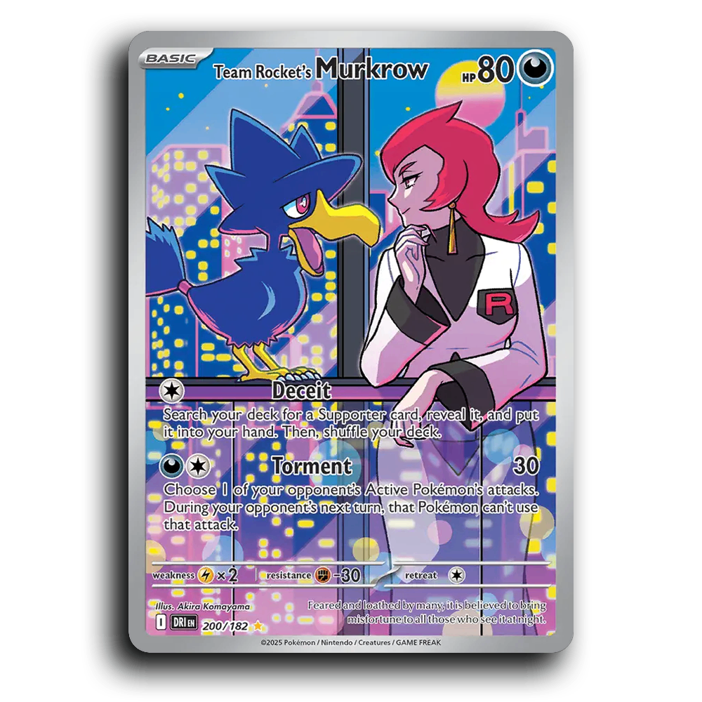 Team Rockets Murkrow 200/182 Destined Rivals Illustration Rare Pokemon Card TCG Holofoil