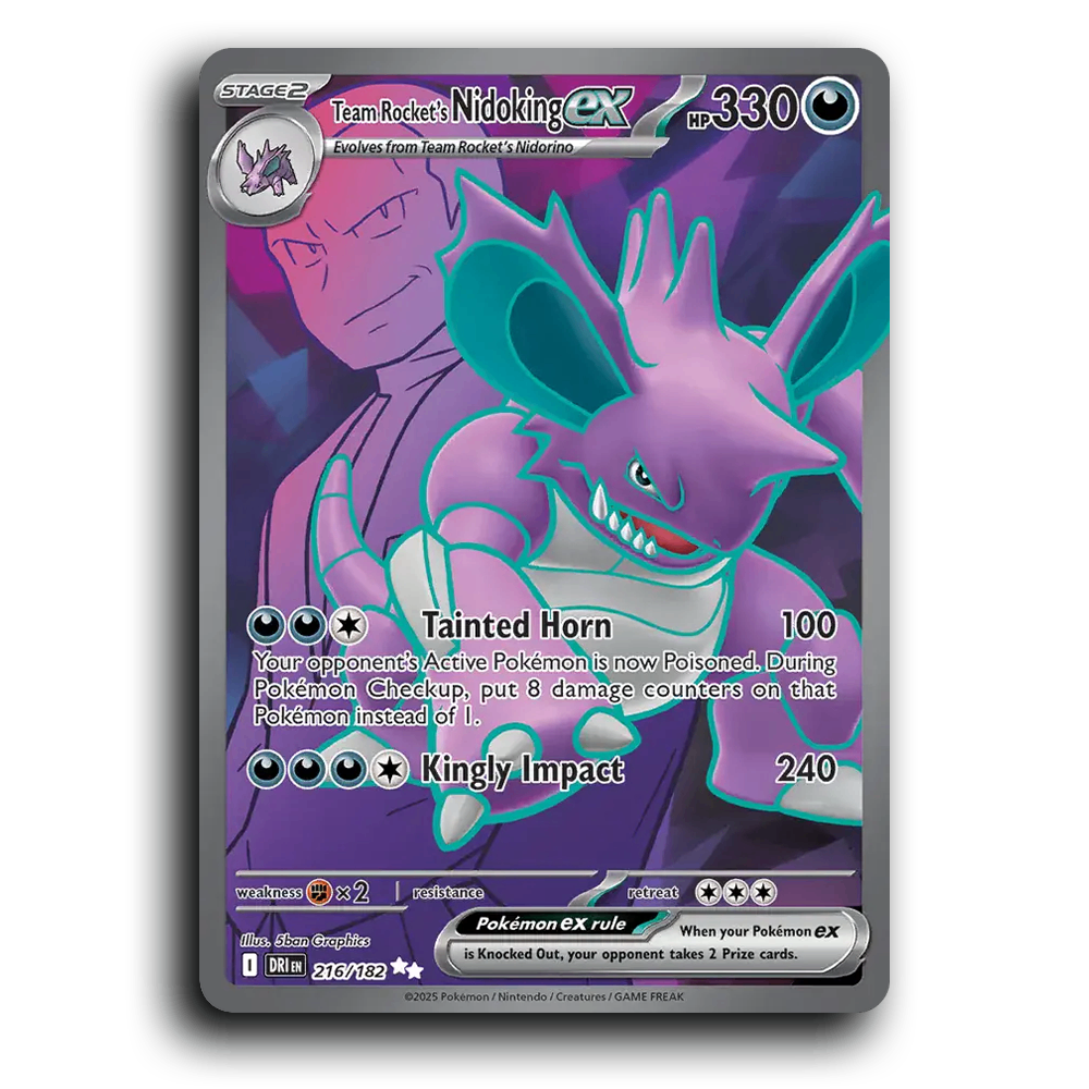 Team Rocket's Nidoking ex 216/182 Destined Rivals Ultra Rare Pokemon Card TCG Holofoil