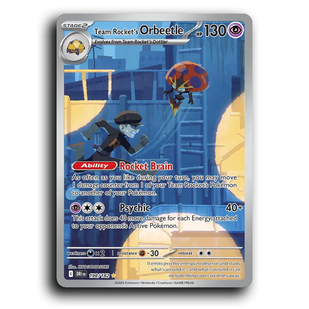 Team Rockets Orbeetle 198/182 Destined Rivals Illustration Rare Pokemon Card TCG Holofoil