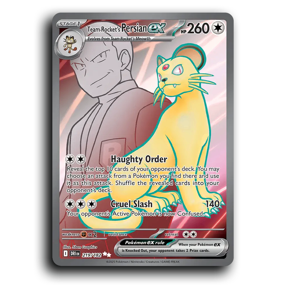 Team Rocket's Persian ex 219/182 Destined Rivals Ultra Rare Pokemon Card TCG Holofoil