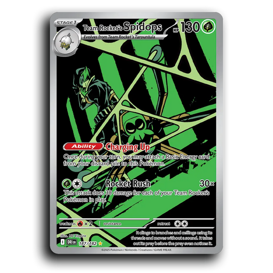 Team Rockets Spidops 187/182 Destined Rivals Illustration Rare Pokemon Card TCG Holofoil
