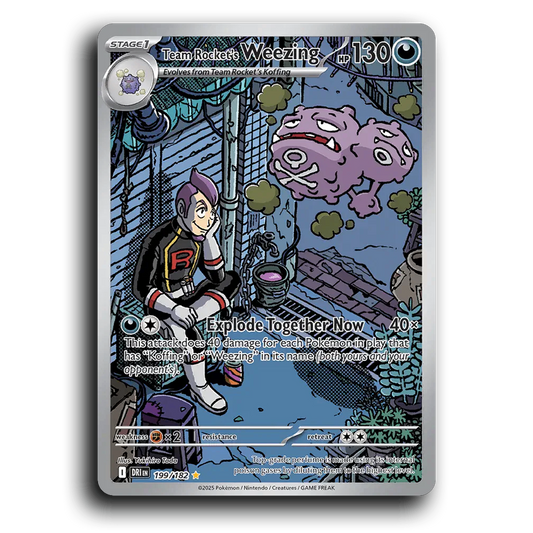 Team Rockets Weezing 199/182 Destined Rivals Illustration Rare Pokemon Card TCG Holofoil