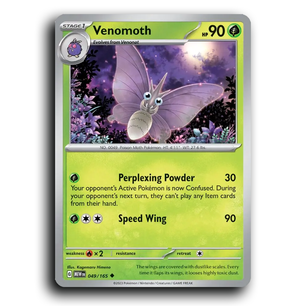 Venomoth 049/165 151 Uncommon Pokemon Card TCG