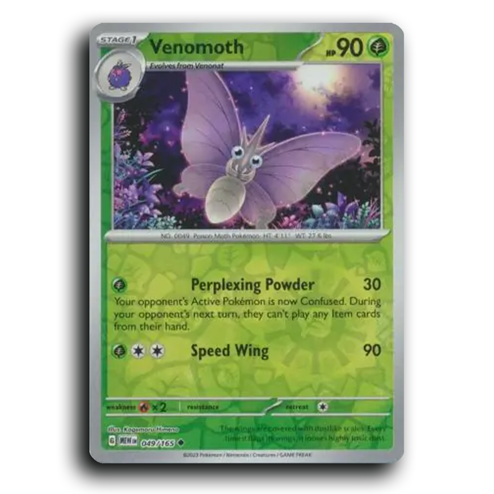 Venomoth 049/165 151 Uncommon Pokemon Card TCG Reverse Holo