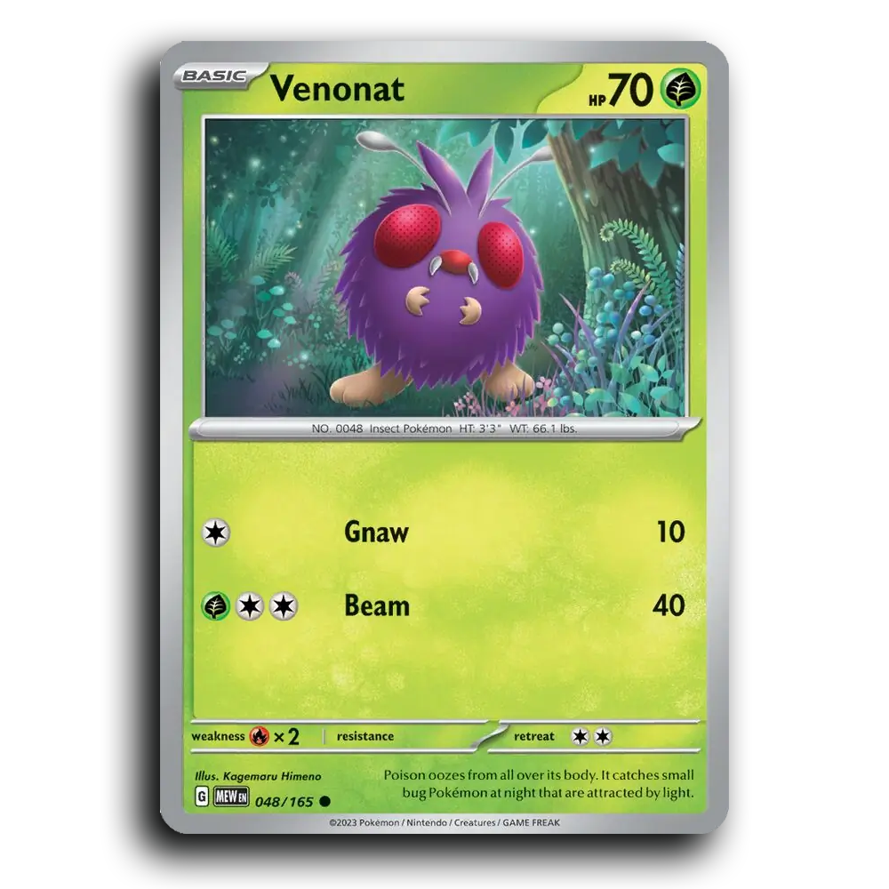 Venonat 048/165 151 Common Pokemon Card TCG