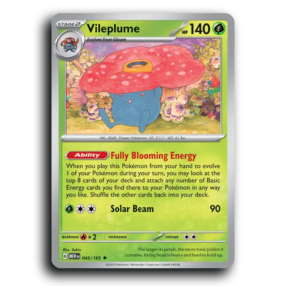 Vileplume 045/165 151 Rare Pokemon Card TCG Holofoil