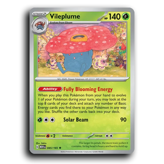 Vileplume 045/165 151 Rare Pokemon Card TCG Holofoil