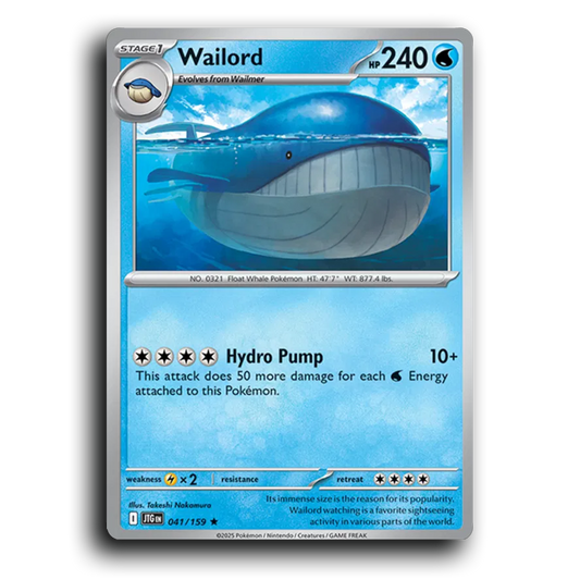 Wailord 041/159 Journey Together Rare Pokemon Card TCG Holofoil