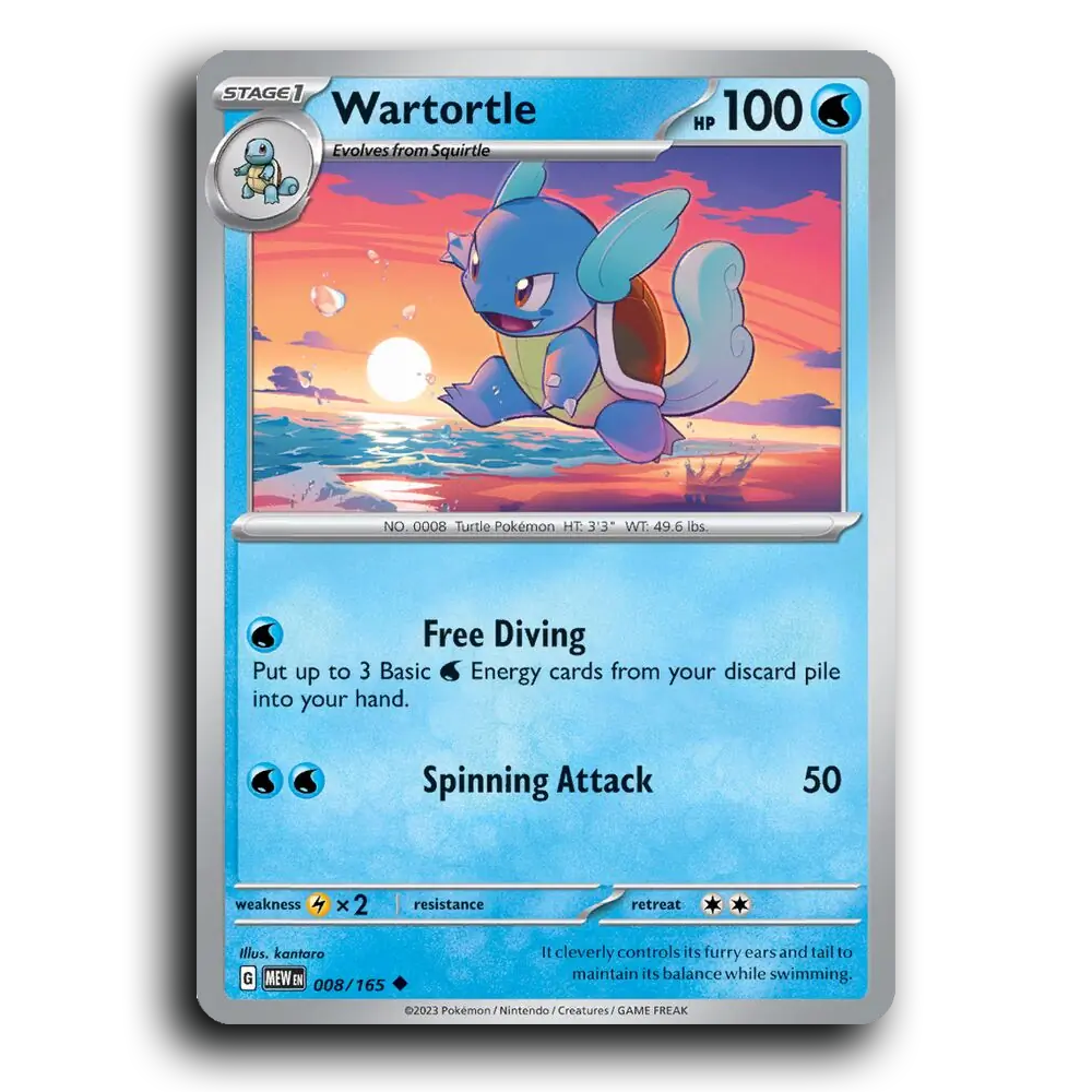Wartortle 008/165 151 Uncommon Pokemon Card TCG