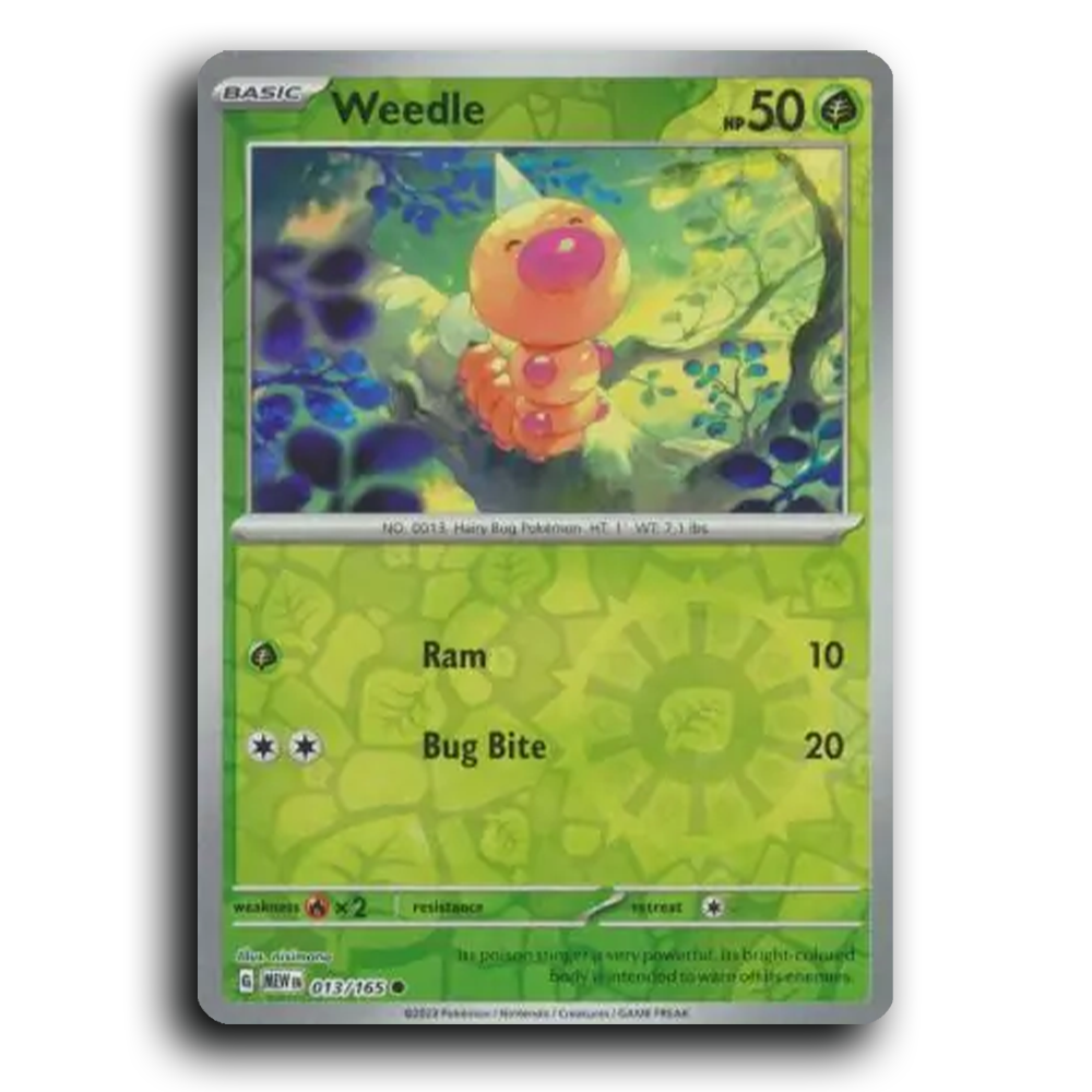 Weedle 013/165 151 Common Pokemon Card TCG Reverse Holo