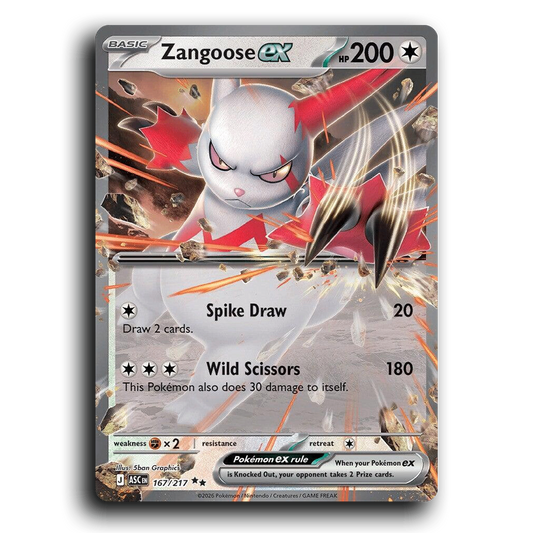 Zangoose ex 167/217 Ascended Heroes Double Rare Pokemon Card TCG Near Mint NM Holofoil