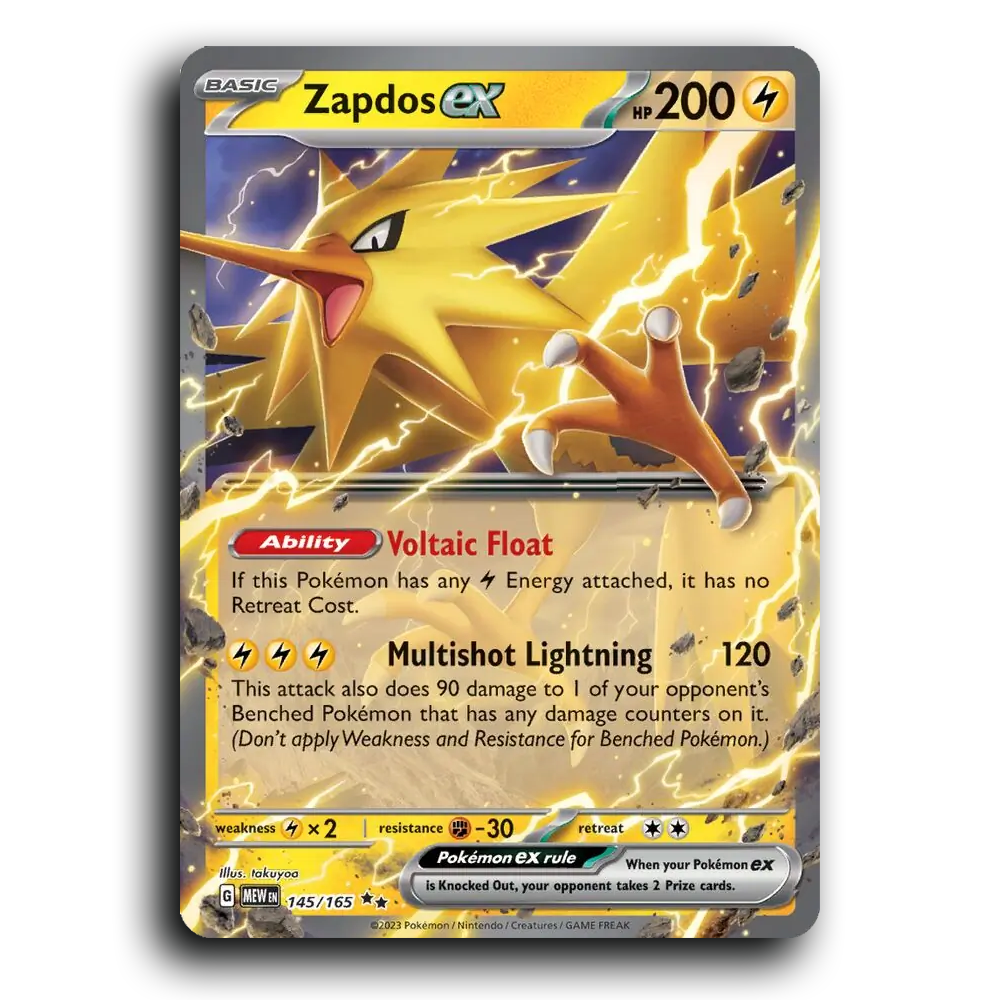 Zapdos ex 145/165 151 Double Rare Pokemon Card TCG Near Mint NM Holofoil
