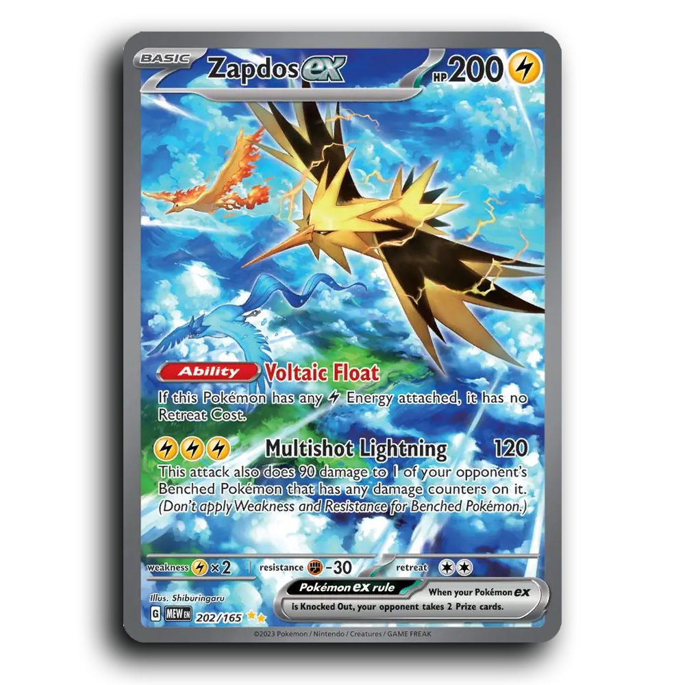 Zapdos ex 202/165 151 Special Illustration Rare Pokemon Card TCG Near Mint NM Holofoil